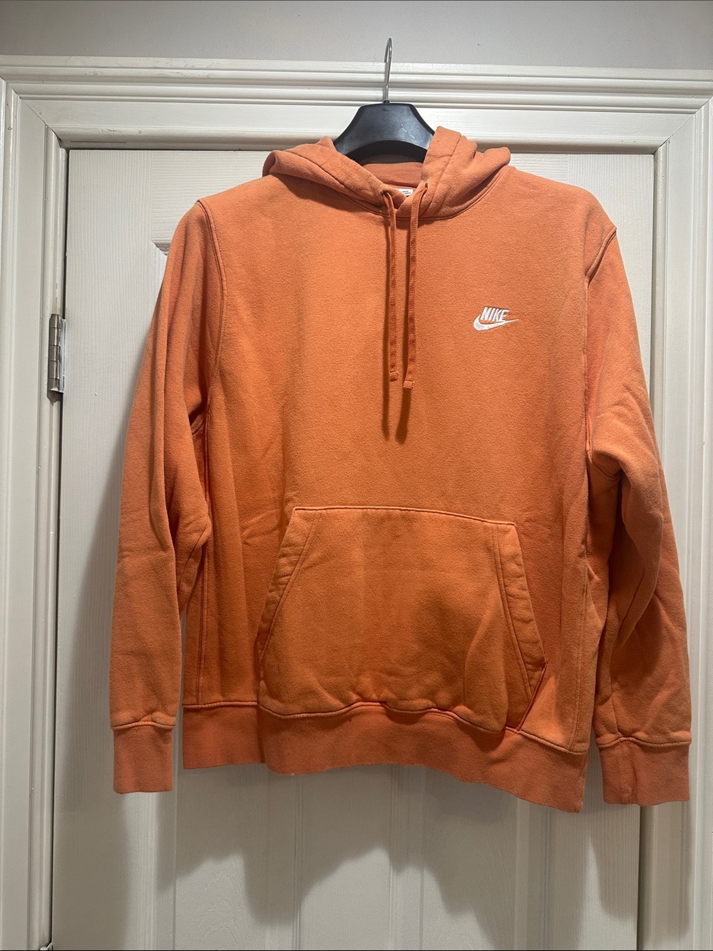 Nike Orange Pullover Hoodie with White Swoosh